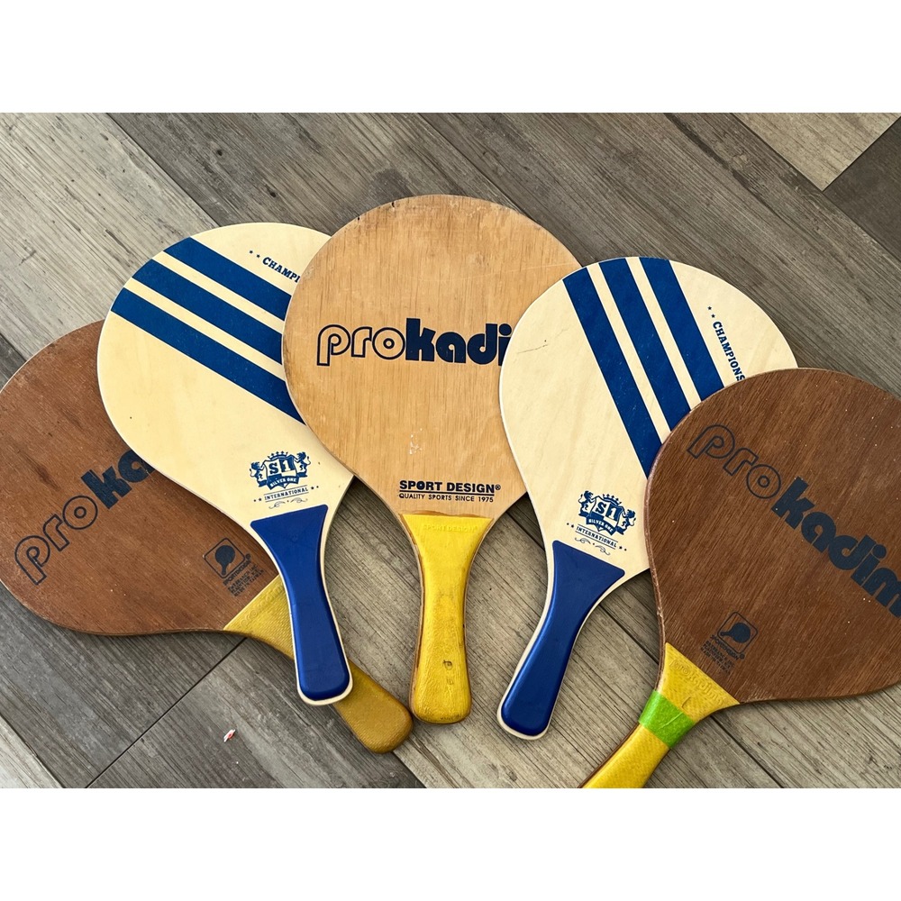 LOT of 5ProKadi Sport Design Vintage‎ Wooden pickle ball recquets